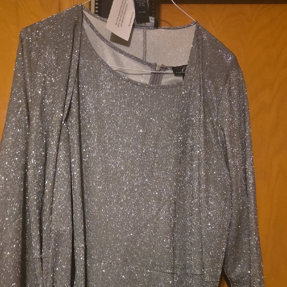 Midnight Velvet Silver Glamorous Jumpsuit with Shimmer 2 Piece Jumpsuit And Long